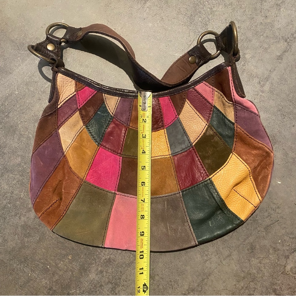 Lucky Brand Y2K Colorful Patchwork Hobo Shoulder Bag Leather Suede - Picture 4 of 12